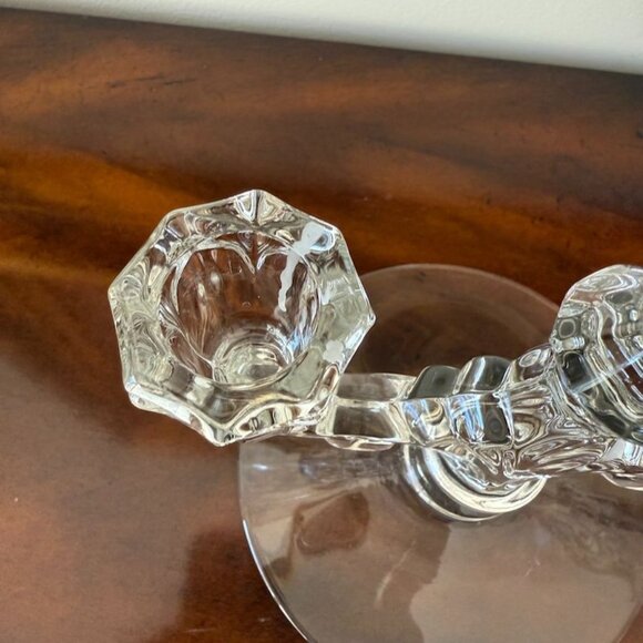 Heisey TridenCrystal Danish Clear Princess Pair Candlesticks 2 Lite Double Candl - Picture 8 of 12